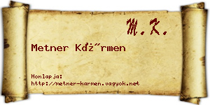Metner Kármen névjegykártya